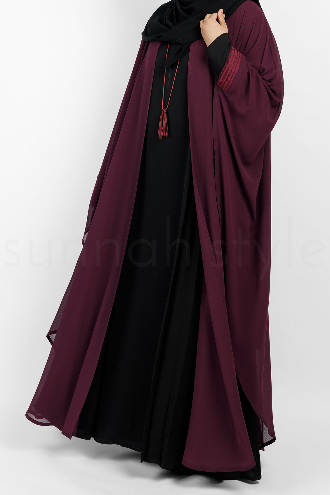 Sunnah Style Shadow Chiffon Robe Boysenberry